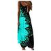 dresses summer dress for women Fashion Women Casual Plus Size Print V-Neck Pockets Sleeveless Long Dress