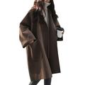 Ochine Women Trench Coat Pea Coat Lightweight Plain Open Front Lapel Long Sleeve Winter Jacket Outwear Overcoat Cardigan with Pockets, S-XL
