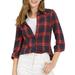 Allegra K Women's Button Down Long Sleeve Collared Top Plaid Shirt