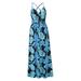 GuliriFei Women Slip Dress Bohemian Floral Strap Backless Full-Length Brace Skirt