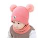 Sunisery 2 Pcs Baby Beanie Cap Winter Warm Kid Pom Pom Plush Ball Hat Scarf Set