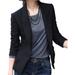 Kiapeise Women Slim V-Neck Long Sleeve Tailor Blazers Costume Black