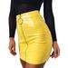 Gueuusu Women Pencil Skirt PU Slim Round Circle Zipper High Waist Hip Skirts