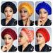 African Women Fashion Wedding Headwear Plain Handmade Auto Gele Nigerian African Head Wraps Muslim Turban Bonnet - Gray