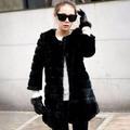 Sonbest Thick Warm Fur Long Sleeve O-Neck Jacket Winter Fashion Women Faux Fur Furry Coat Outerwear Overcoat Plus Size