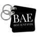 3dRose Bae, best aunt ever, white letters on a black background - Key Chains, 2.25 by 2.25-inch, set of 2