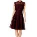 Calvin Klein NEW Red Womens Size 10P Petite Lace Mock-Neck A-Line Dress