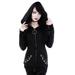 Iuhan Women Loose Gothic Punk Long Sleeve Hooded Solid Black Cardigan Jacket Coat Black XL