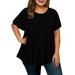 Colisha Summer Plus Size Tops for Women Short Sleeve Shirts Pleated Work Casual T-shirt Casual Loose Cozy Tunic