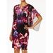 SLNY NEW Pink Womens Size 12 Cape-Overlay Floral-Print Sheath Dress