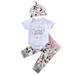 Hirigin Newborn Infant Baby Girls Bodysuit Outfits Tops Floral Pants Clothes 3Pcs Set