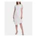 DKNY Womens White Short Sleeve Crew Neck Above The Knee Shift Party Dress Size XL