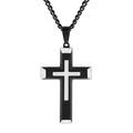 Believe by Brilliance Menâ€™s Stainless Steel Two Tone Stacked Cross Pendant Necklace Chain