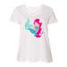 Inktastic Mermaid And Dolphin, Mermaid With Pink Hair Adult Women's Plus Size V-Neck Female