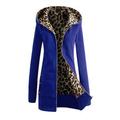 Women Jacket Thicker Hooded Sweatshirt Leopard Zipper Coat Women Plus Velvet Overcoat Outwear Women's Autumn Jacket