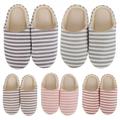 Cyber Monday Clearance Autumn Winter Cotton Slippers Striped Indoor Soft Bottom Non-Slip Slippers For Home Shoes ï¼ŒGray Black 36-37