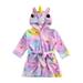 Owl's-Yard Childrenâ€™s Long-sleeved Flannel Bath Robe, Rainbow Unicorn Hooded Bathrobe, Toddler Home Bathing Suits CQH