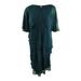 SL Fashions Women's Plus Size Tiered Capelet Dress (20W, Mid Teal)