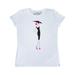 Inktastic French Girl, Fashion Girl, Pink Hair, Black Dress Adult Women's T-Shirt Female White XL