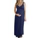 UKAP Women Casual V Neck Maternity Long Maxi Dress Sleeveless Solid Color Boho Beach Sundress Cocktail Party Dress