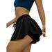 Plus Size Women's Double Layer Yoga Shorts High Waist Stretch Workout Baggy Shorts Athletic Sports Active Running Shorts Cycling Dance Biker Shorts Pants