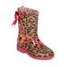 New Girls PVC Leopard and Flowers Bow Tie Rain Boot - 18064 By Jelly Beans Line