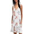 Luxsea Women Summer V-neck Printed Sleeveless Vest Dress European American Casual Floal Loose Pocket Beach Sundress