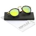 zeroUV - Retro Horn Rimmed Metal Nose Bridge P3 Round Sunglasses 50mm - 50mm