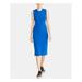 RACHEL ROY Womens Blue Sleeveless Jewel Neck Tea-Length Sheath Dress Size XL