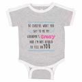 Kids Funny Family Baseball Bodysuit Raglan â€œBe Careful What You Say To Me My Grandma's Crazy And I'm Not Afraid To Tell On Youâ€� - Baby Tee, Newborn, Grey & White Short Sleeve