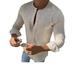 Men's Crew Neck Slim Fit Long Sleeve Cotton Linen Henley Shirt Muscle Tees T-shirt Casual Shirts Tops Blouse