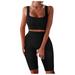 Toyfunny 2 Piece Women Workout Sets Seamless Ribbed Tank High Waist Yoga Outfits