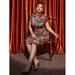 Woman's Plus Size Floral Mock Neck Lettuce Trim Bodycon Dress