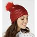 INC International Concepts Liquid Shine Pom Pom Beanie Red