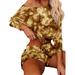 Tie Dye Long Sleeve Tracksuit for Women Sexy Floral Crop Top + Bike Shorts Clothing Set Sweatsuit Pjs Lounge Set