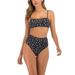 Ladies Women Plus Size Floral Print Bikini Set Swimwear Swimsuit High Waist Beachwear Bandeau Swimming Costumes Two Piece Bathing Suit Push Up Padded Tops with Bikini Bottoms Backless