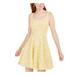 SPEECHLESS Womens Yellow Lace Zippered Sleeveless Square Neck Short Fit + Flare Party Dress Size 9