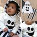 Fashion Kids Baby Girl Smile Face Hooded Sweatshirt Tops + Stripe Long Pants 2Pcs Casual Tracksuit Outfits Sets