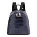 Chinatera Women Backpack Solid Color Travel Leather Zipper Shoulder Bag (Dark Blue)