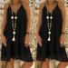 Women's Solid Sleeveless Dress Loose Plus Size Lace Dress Sleeveless Solid Casual V Neck Dress