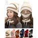 GustaveDesign 3 in 1 Warm Anti-fog Beanie Hat Scarf and Mask Set, Fleece Inside Knitted Riding Cap Infinity Scarves Winter Accessories for Women (Beige)