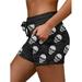 Sexy Dance Womens Beach Shorts Casual Drawstring Waist Skeleton Print Shorts Biker Cycling Sport Short Pants