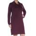 MAISON JULES Womens Burgundy Long Sleeve Cowl Neck Above The Knee Shift Dress Plus Size: XXL