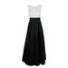 Aidan Mattox Crew Neck Keyhole Sleeveless Pleated Embroidered Mesh Taffeta Dress-IVORY BLACK