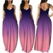 QQtangYA Women Gradient Sleeveless V Neck Maxi Dress Casual Sundress Beach Long Dres