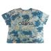 Disney Juniors Women's Lilo & Stitch T-Shirt Blue Tie Dye Crop Top Tee Shirt