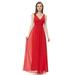 Ever-Pretty Womens Vintage V-Neckline Long Summer Beach Wedding Party Bridesmaid Dresses for Women 81103 Red US10