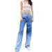 Women Loose Wide-leg Pants Summer Ladies Casual Style High Waist Gradient Jeans