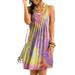 Avamo Women Sleeveless Crew Neck Dress Tie Dye Pleated Maxi Dresses Summer Casual Gradient Color T Shirt Dress
