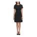 TOMMY HILFIGER Womens Black Eyelet Zippered Short Sleeve Jewel Neck Above The Knee Sheath Dress Size 6